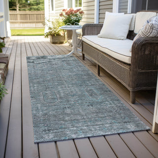 Piper Looms Chantille Southwest ACN790 Teal Machine Washable Area Rug Runner Outdoor Lifestyle Image Feature