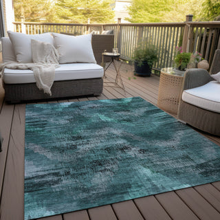 Piper Looms Chantille Lines ACN792 Fern Machine Washable Area Rug Outdoor Lifestyle Image Feature