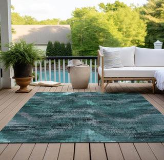 Piper Looms Chantille Lines ACN792 Fern Machine Washable Area Rug Outdoor Lifestyle Image Feature