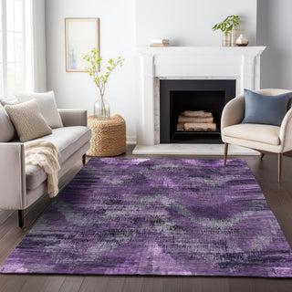 Piper Looms Chantille Lines ACN792 Purple Machine Washable Area Rug Lifestyle Image Feature