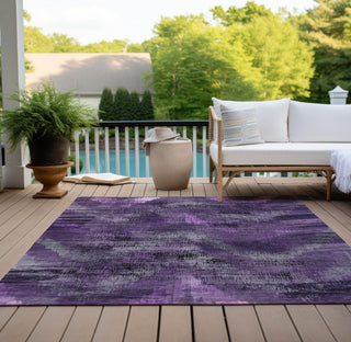 Piper Looms Chantille Lines ACN792 Purple Machine Washable Area Rug Outdoor Lifestyle Image Feature