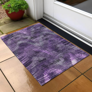 Piper Looms Chantille Lines ACN792 Purple Machine Washable Area Rug Scatter Outdoor Lifestyle Image Feature