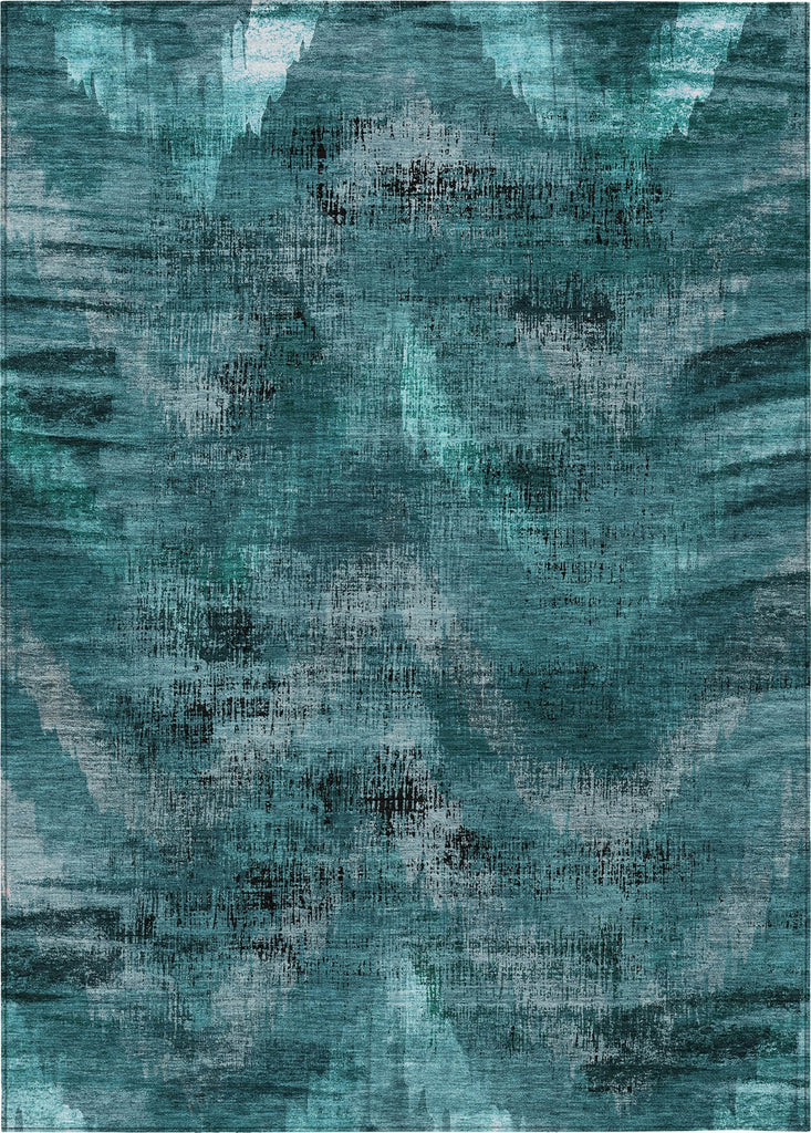 Piper Looms Chantille Lines ACN792 Teal Machine Washable Area Rug main image