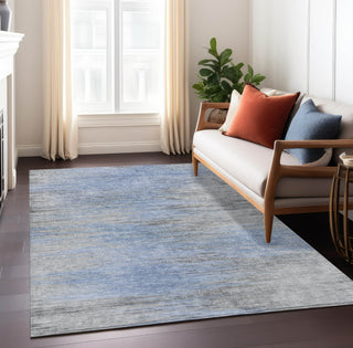 Piper Looms Chantille Lines ACN793 Blue Machine Washable Area Rug Lifestyle Image Feature