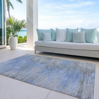 Piper Looms Chantille Lines ACN793 Blue Machine Washable Area Rug Outdoor Lifestyle Image Feature
