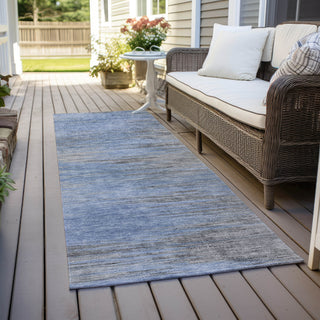 Piper Looms Chantille Lines ACN793 Blue Machine Washable Area Rug Runner Outdoor Lifestyle Image Feature
