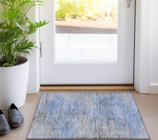 Piper Looms Chantille Lines ACN793 Blue Machine Washable Area Rug Scatter Lifestyle Image Feature