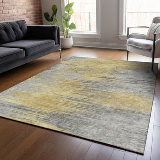 Piper Looms Chantille Lines ACN793 Gold Machine Washable Area Rug Lifestyle Image Feature