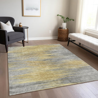 Piper Looms Chantille Lines ACN793 Gold Machine Washable Area Rug Lifestyle Image Feature