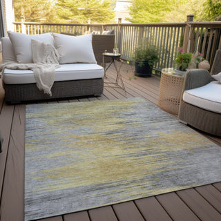 Piper Looms Chantille Lines ACN793 Gold Machine Washable Area Rug Outdoor Lifestyle Image Feature