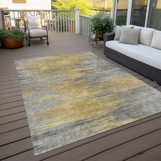 Piper Looms Chantille Lines ACN793 Gold Machine Washable Area Rug Outdoor Lifestyle Image Feature