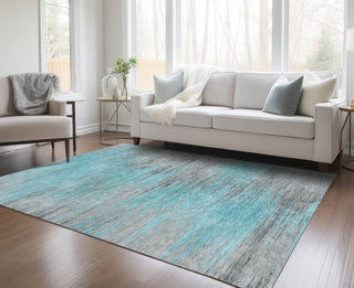 Piper Looms Chantille Lines ACN793 Teal Machine Washable Area Rug Lifestyle Image Feature