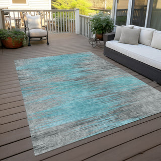 Piper Looms Chantille Lines ACN793 Teal Machine Washable Area Rug Outdoor Lifestyle Image Feature