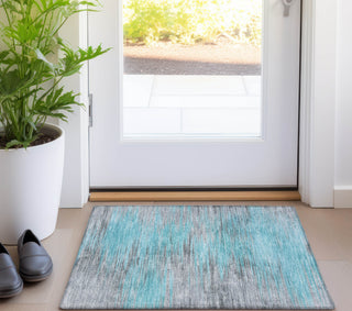 Piper Looms Chantille Lines ACN793 Teal Machine Washable Area Rug Scatter Lifestyle Image Feature