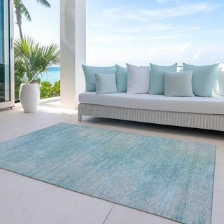 Piper Looms Chantille Lines ACN794 Aqua Machine Washable Area Rug Outdoor Lifestyle Image Feature