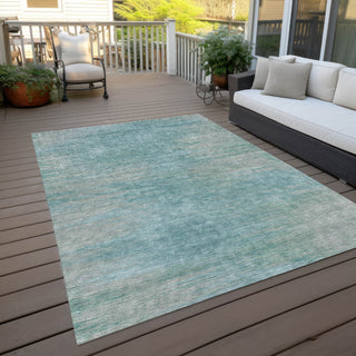 Piper Looms Chantille Lines ACN794 Aqua Machine Washable Area Rug Outdoor Lifestyle Image Feature