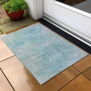 Piper Looms Chantille Lines ACN794 Aqua Machine Washable Area Rug Scatter Outdoor Lifestyle Image Feature