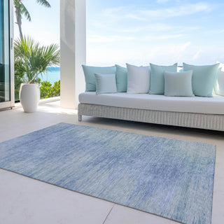 Piper Looms Chantille Lines ACN794 Denim Machine Washable Area Rug Outdoor Lifestyle Image Feature