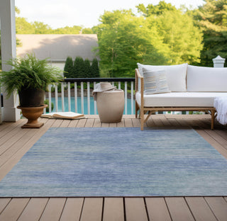 Piper Looms Chantille Lines ACN794 Denim Machine Washable Area Rug Outdoor Lifestyle Image Feature