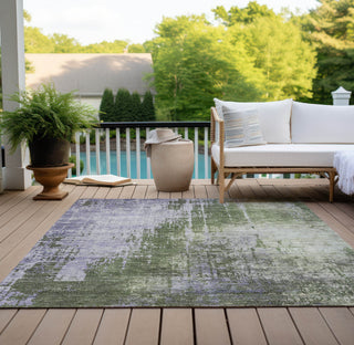 Piper Looms Chantille Modern ACN795 Olive Machine Washable Area Rug Outdoor Lifestyle Image Feature