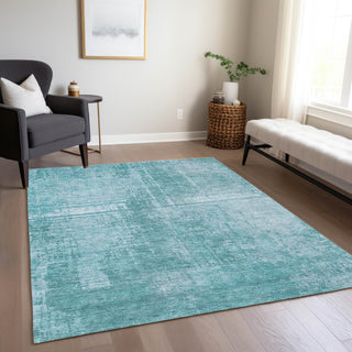 Piper Looms Chantille Modern ACN796 Aqua Machine Washable Area Rug Lifestyle Image Feature