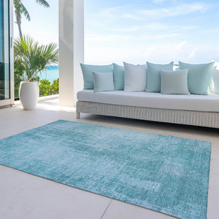 Piper Looms Chantille Modern ACN796 Aqua Machine Washable Area Rug Outdoor Lifestyle Image Feature