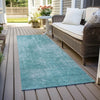 Piper Looms Chantille Modern ACN796 Aqua Machine Washable Area Rug Runner Outdoor Lifestyle Image Feature