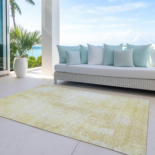 Piper Looms Chantille Modern ACN796 Gold Machine Washable Area Rug Outdoor Lifestyle Image Feature