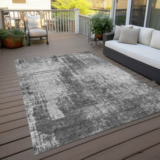 Piper Looms Chantille Modern ACN796 Gray Machine Washable Area Rug Outdoor Lifestyle Image Feature