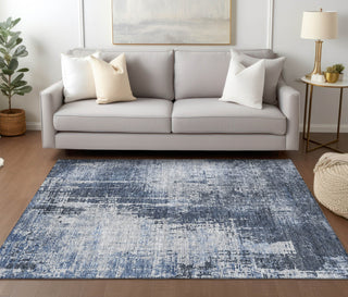 Piper Looms Chantille Modern ACN796 Navy Machine Washable Area Rug Lifestyle Image Feature