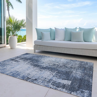 Piper Looms Chantille Modern ACN796 Navy Machine Washable Area Rug Outdoor Lifestyle Image Feature