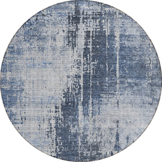 Piper Looms Chantille Modern ACN796 Navy Machine Washable Area Rug Round Main Image