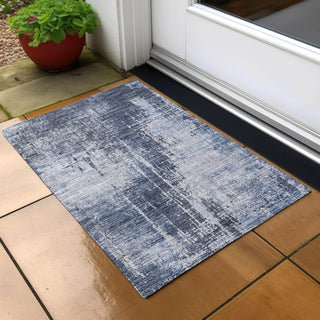 Piper Looms Chantille Modern ACN796 Navy Machine Washable Area Rug Scatter Outdoor Lifestyle Image Feature