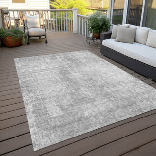Piper Looms Chantille Modern ACN796 Silver Machine Washable Area Rug Outdoor Lifestyle Image Feature