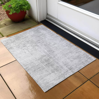 Piper Looms Chantille Modern ACN796 Silver Machine Washable Area Rug Scatter Outdoor Lifestyle Image Feature