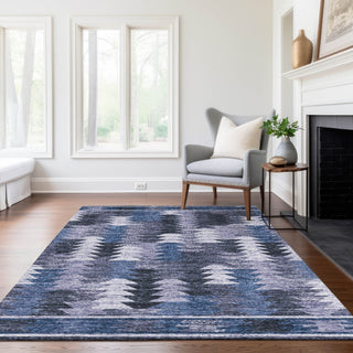 Piper Looms Chantille Southwest ACN798 Blue Machine Washable Area Rug Lifestyle Image Feature