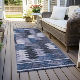 Piper Looms Chantille Southwest ACN798 Blue Machine Washable Area Rug Runner Outdoor Lifestyle Image Feature