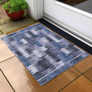 Piper Looms Chantille Southwest ACN798 Blue Machine Washable Area Rug Scatter Outdoor Lifestyle Image Feature