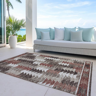 Piper Looms Chantille Southwest ACN798 Chocolate Machine Washable Area Rug Outdoor Lifestyle Image Feature