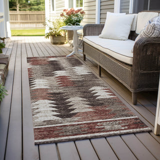 Piper Looms Chantille Southwest ACN798 Chocolate Machine Washable Area Rug Runner Outdoor Lifestyle Image Feature