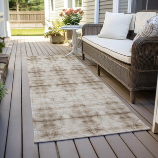 Piper Looms Chantille Geometric ACN799 Beige Machine Washable Area Rug Runner Outdoor Lifestyle Image Feature