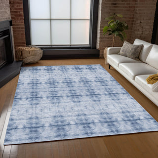 Piper Looms Chantille Geometric ACN799 Blue Machine Washable Area Rug Lifestyle Image Feature