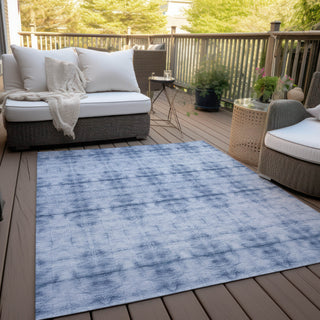 Piper Looms Chantille Geometric ACN799 Blue Machine Washable Area Rug Outdoor Lifestyle Image Feature