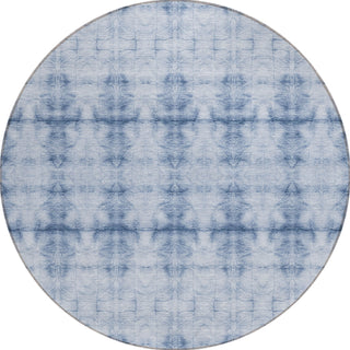 Piper Looms Chantille Geometric ACN799 Blue Machine Washable Area Rug Round Main Image
