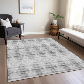 Piper Looms Chantille Geometric ACN799 Silver Machine Washable Area Rug Lifestyle Image Feature