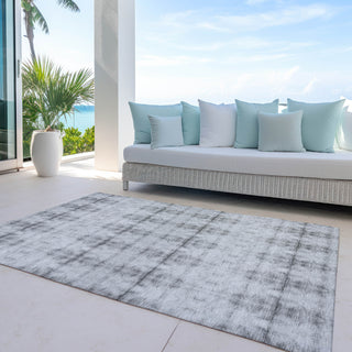 Piper Looms Chantille Geometric ACN799 Silver Machine Washable Area Rug Outdoor Lifestyle Image Feature