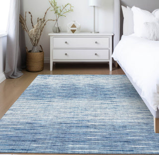 Piper Looms Chantille Lines ACN800 Blue Machine Washable Area Rug Lifestyle Image Feature