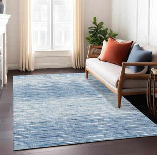 Piper Looms Chantille Lines ACN800 Blue Machine Washable Area Rug Lifestyle Image Feature