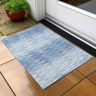 Piper Looms Chantille Lines ACN800 Blue Machine Washable Area Rug Scatter Outdoor Lifestyle Image Feature
