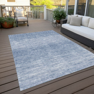 Piper Looms Chantille Lines ACN800 Denim Machine Washable Area Rug Outdoor Lifestyle Image Feature